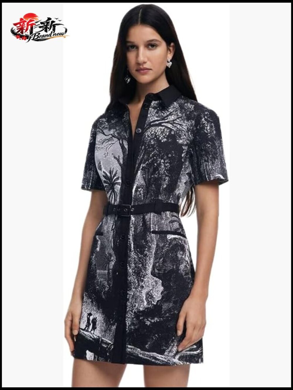 Women's Cotton Shift Dress with Removable Belt